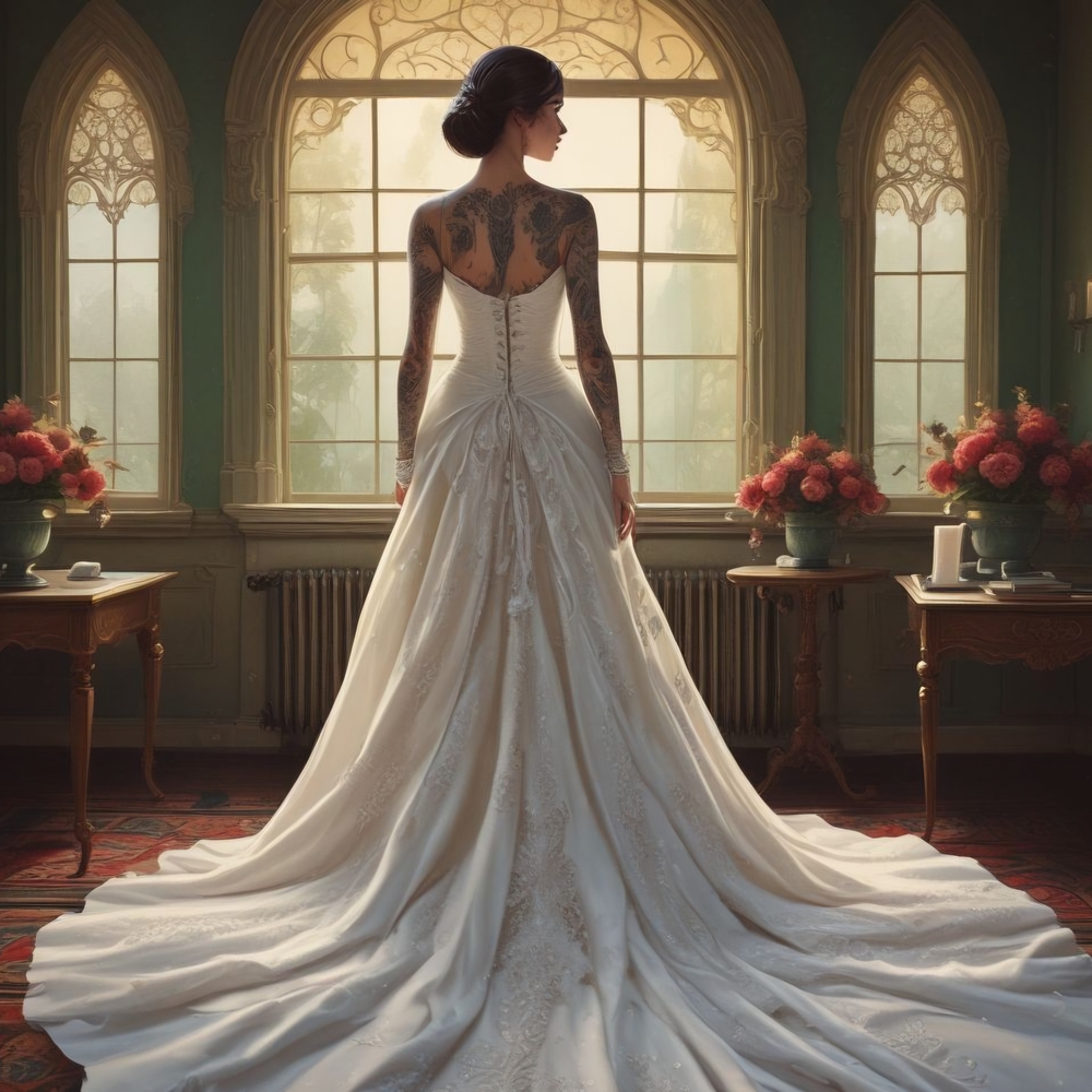 Elegant Bridal Art Print with White and Cream Tones